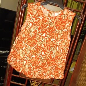 Old Navy Floral Sleeveless Blouse Orange and White